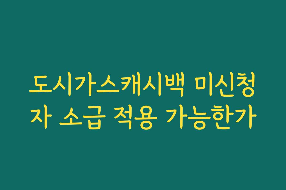 도시가스캐시백 미신청자 소급 적용 가능한가