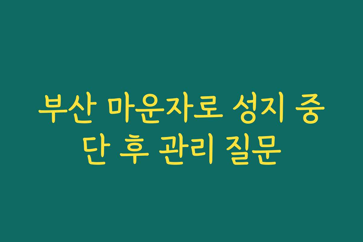 부산 마운자로 성지 중단 후 관리 질문