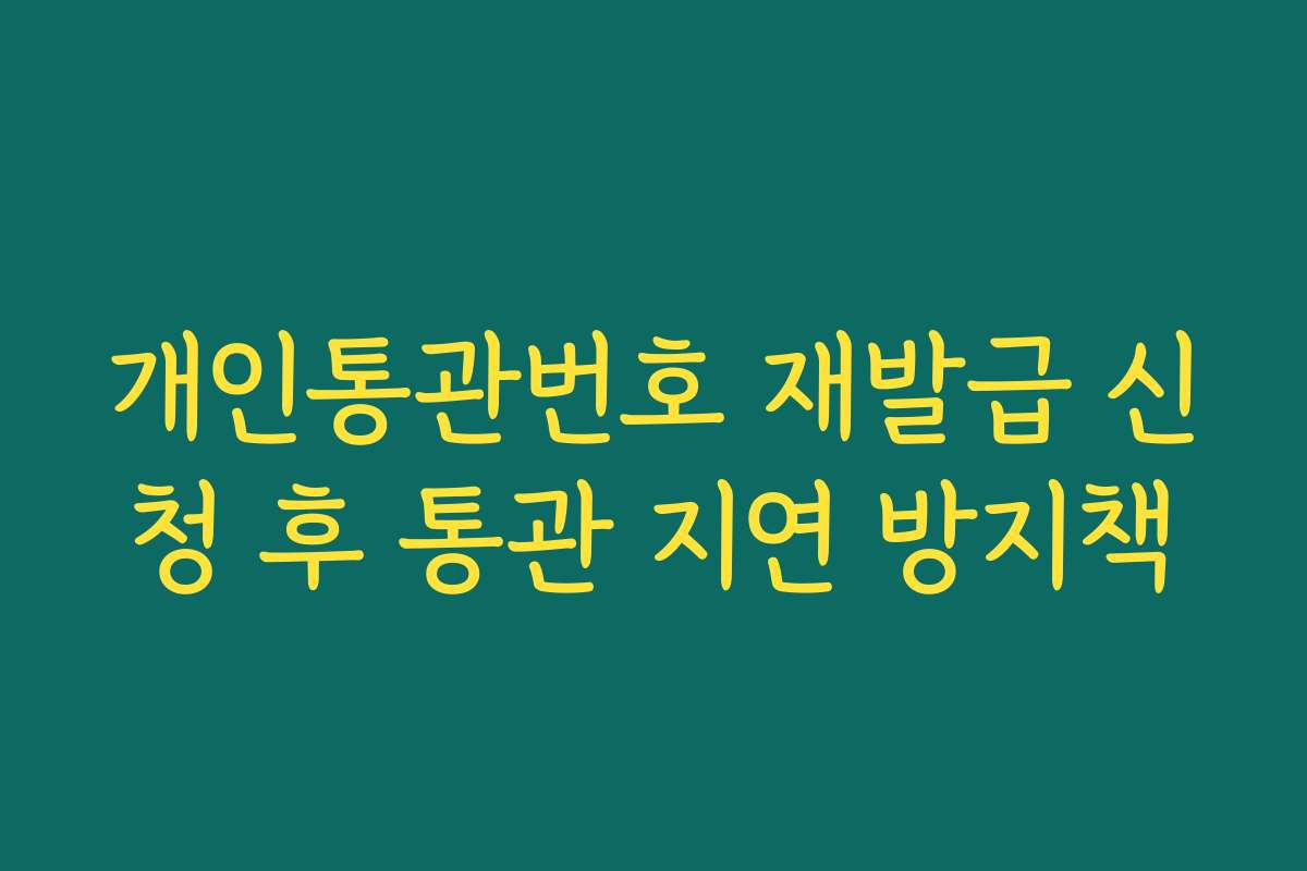 개인통관번호 재발급 신청 후 통관 지연 방지책