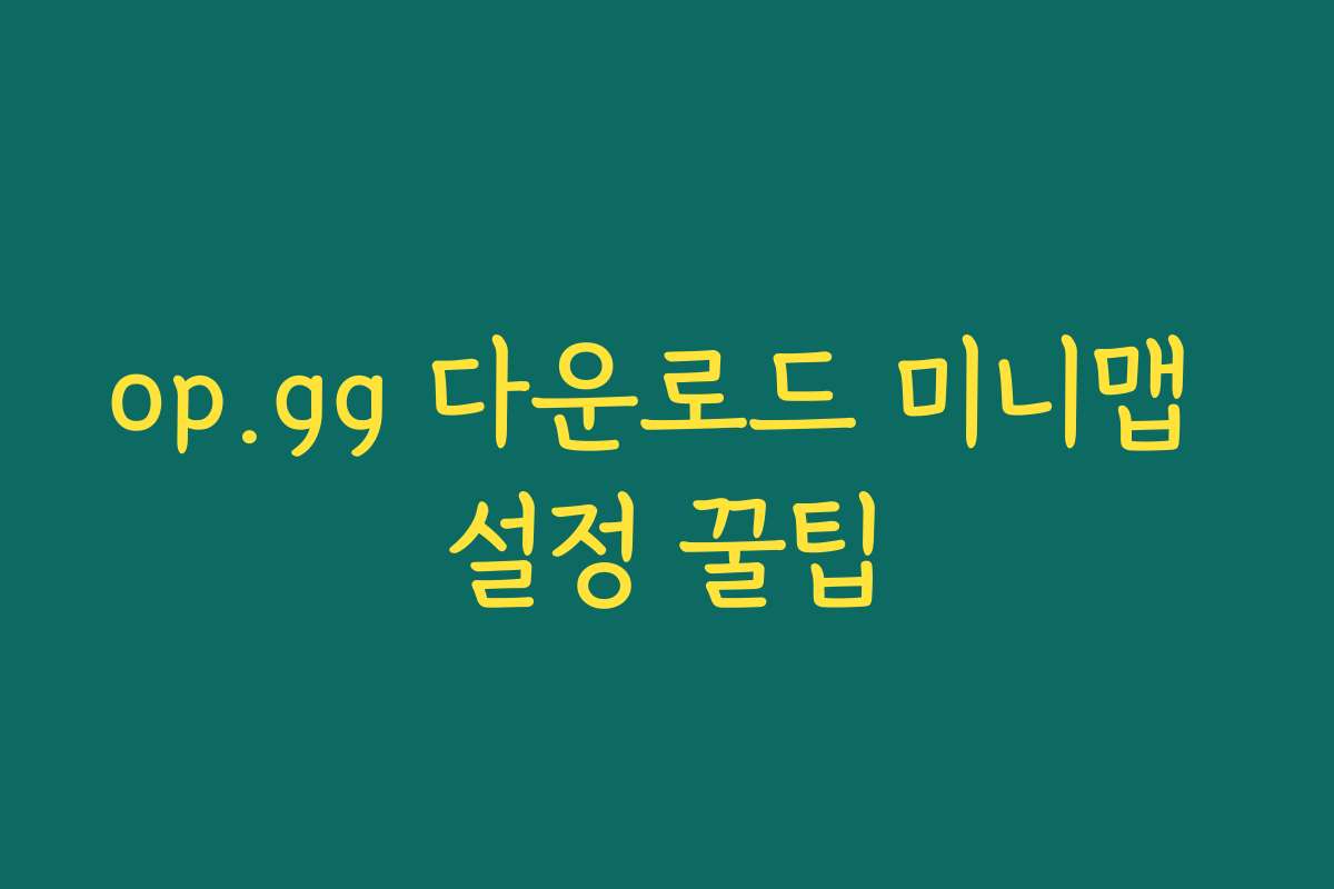 op.gg 다운로드 미니맵 설정 꿀팁