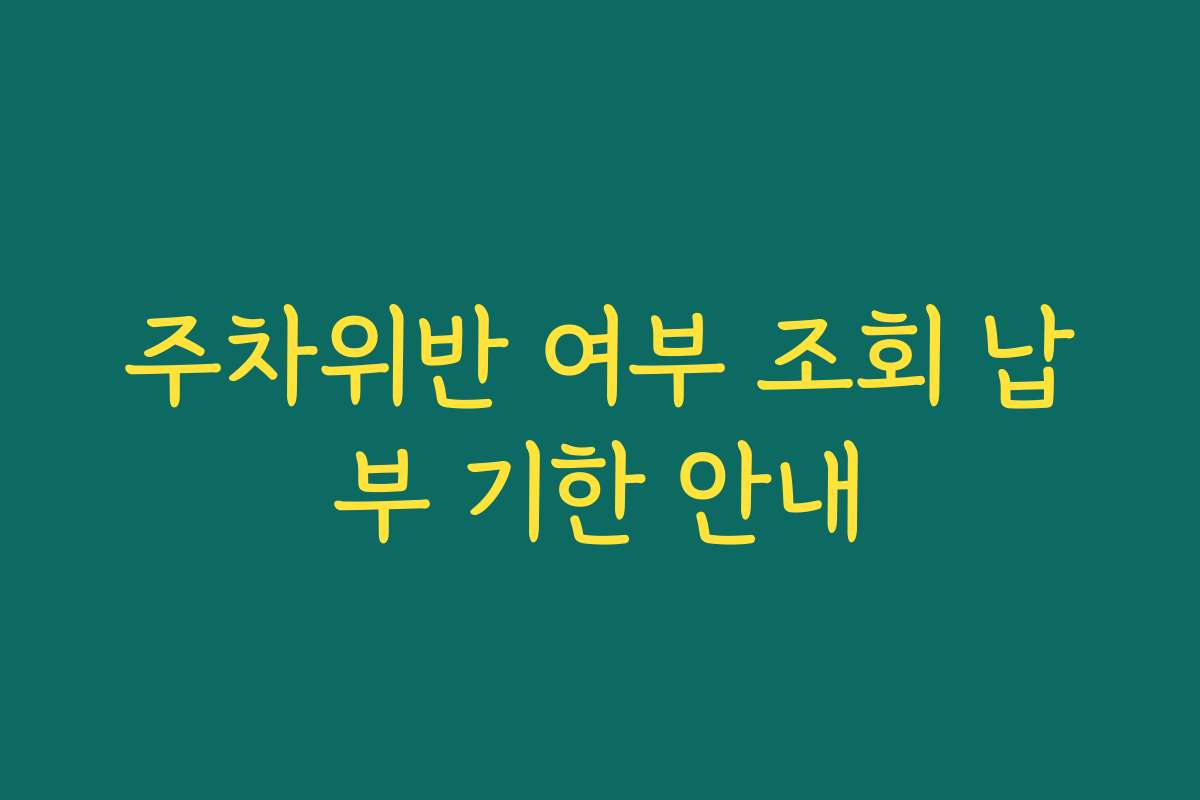 주차위반 여부 조회 납부 기한 안내