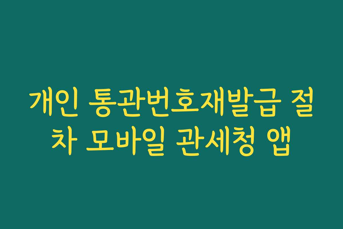 개인 통관번호재발급 절차 모바일 관세청 앱