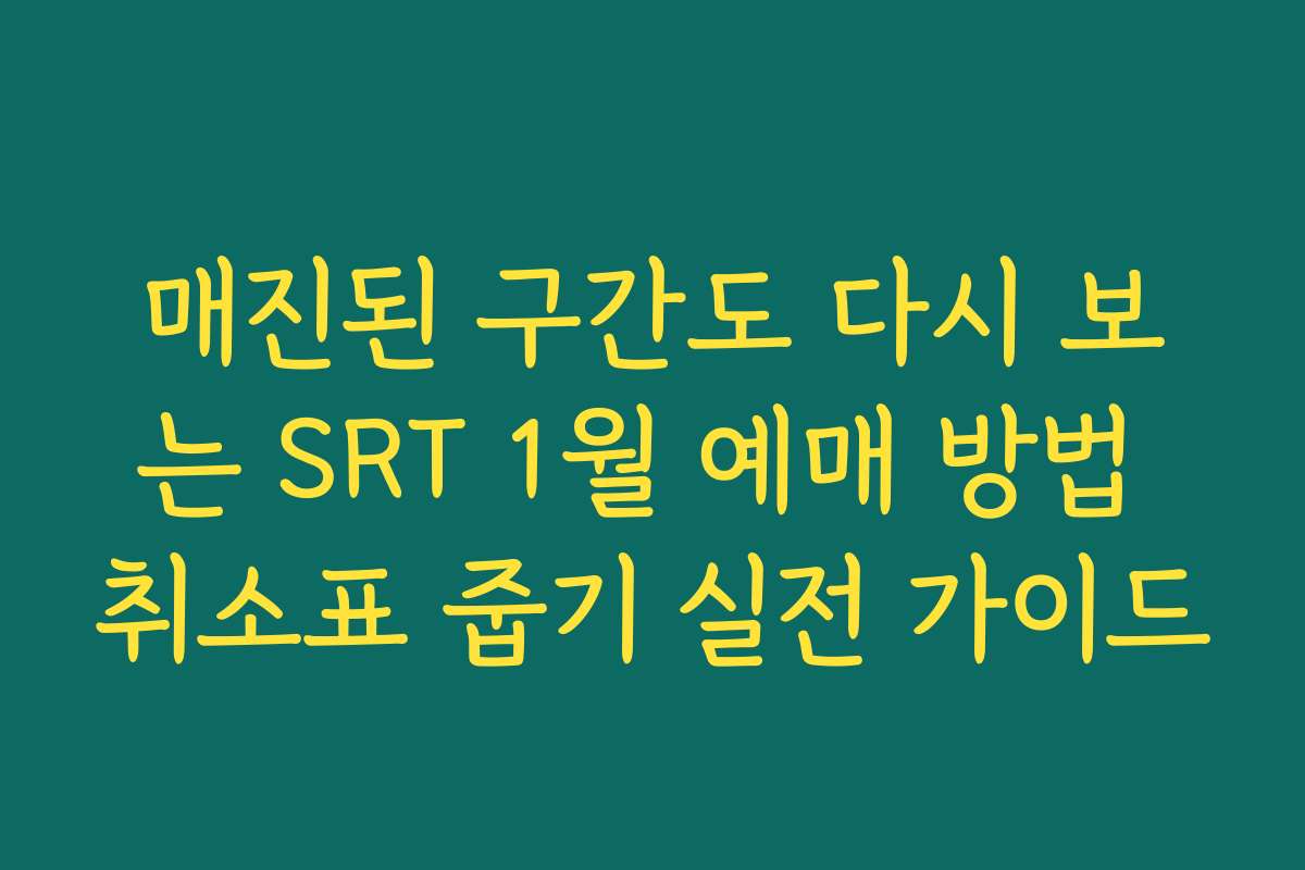 매진된 구간도 다시 보는 SRT 1월 예매 방법 취소표 줍기 실전 가이드