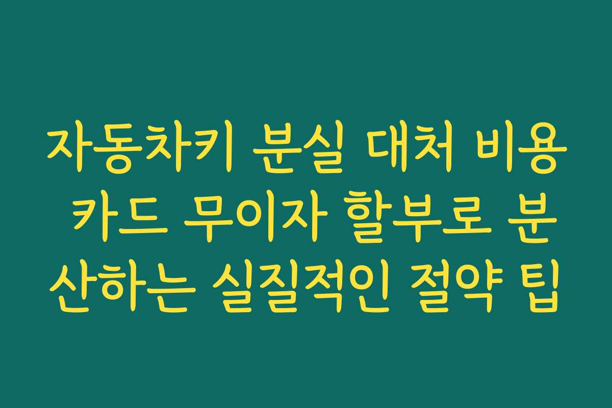 자동차키 분실 대처 비용 카드 무이자 할부로 분산하는 실질적인 절약 팁