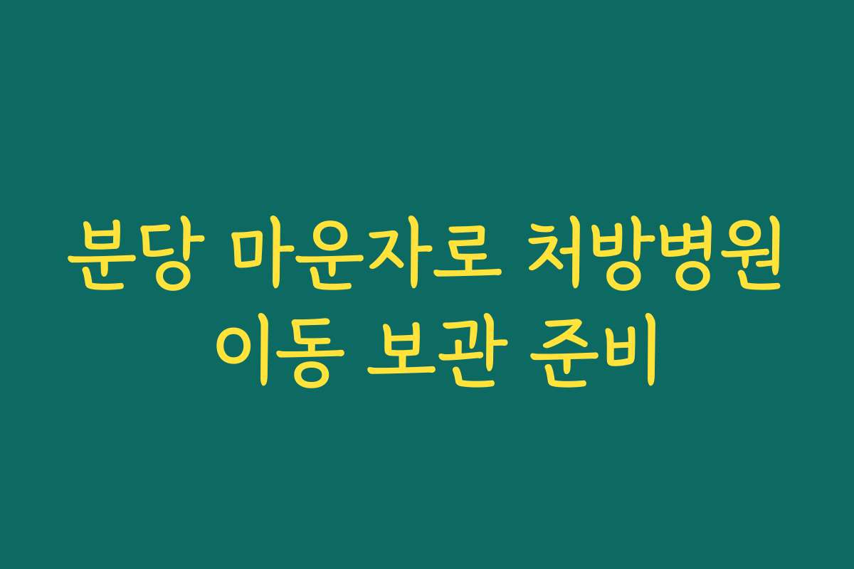 분당 마운자로 처방병원 이동 보관 준비