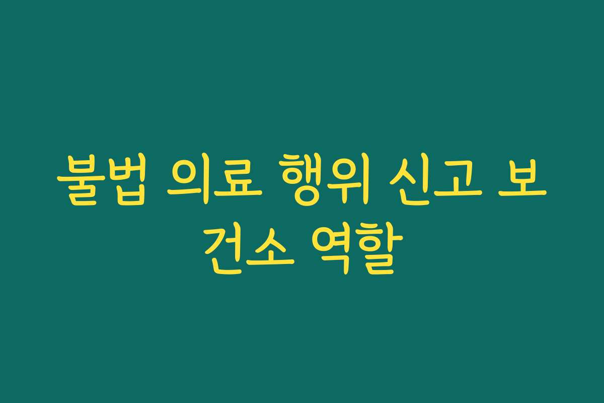 불법 의료 행위 신고 보건소 역할