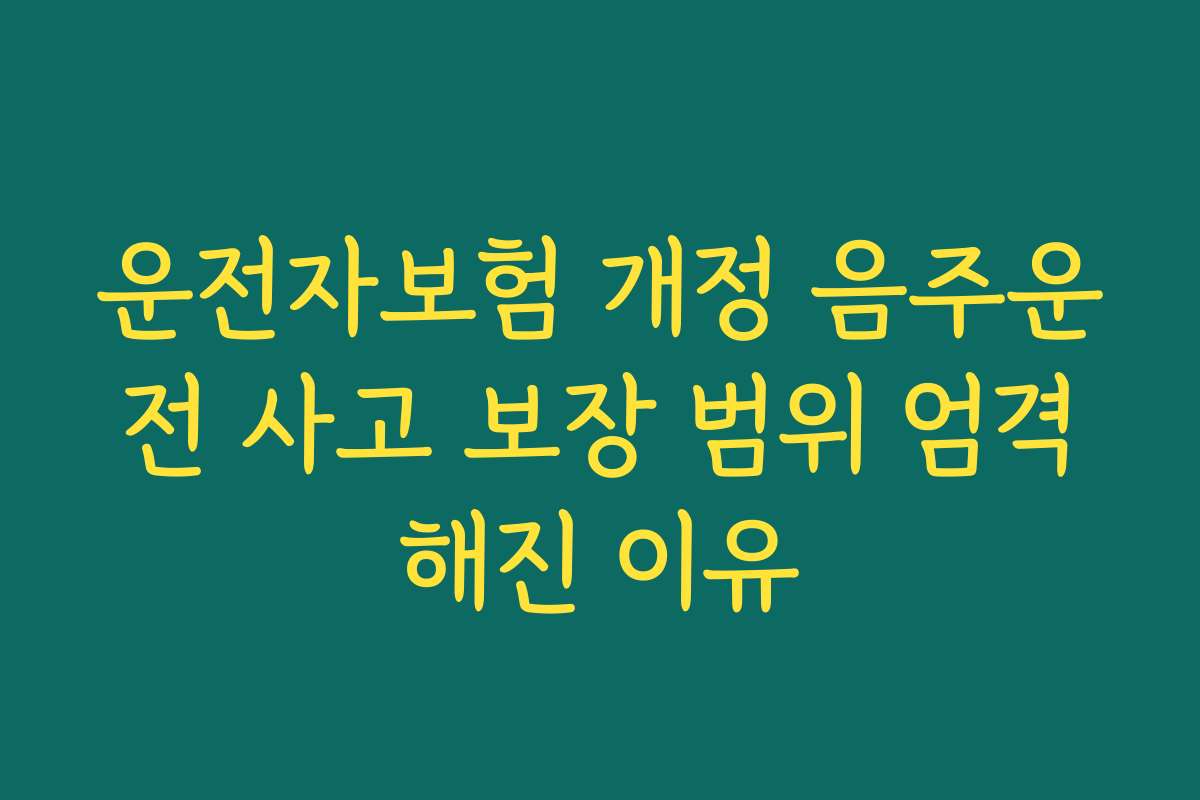 운전자보험 개정 음주운전 사고 보장 범위 엄격해진 이유