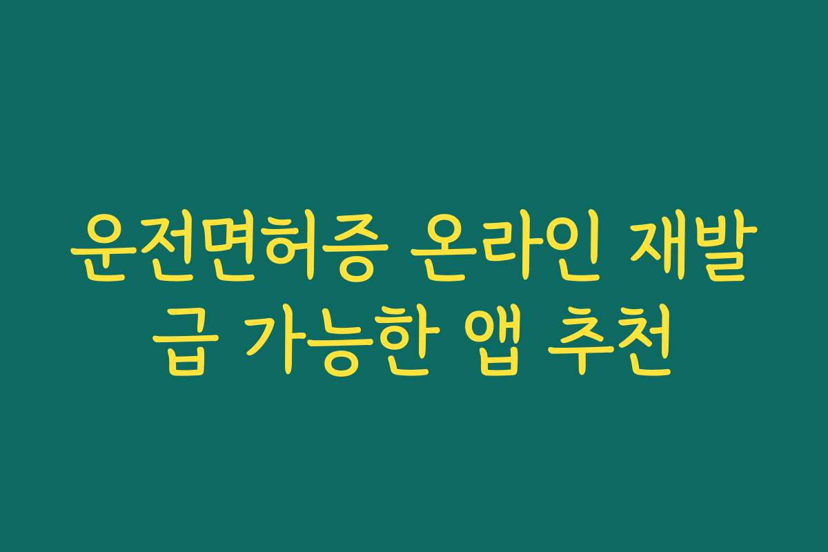 운전면허증 온라인 재발급 가능한 앱 추천