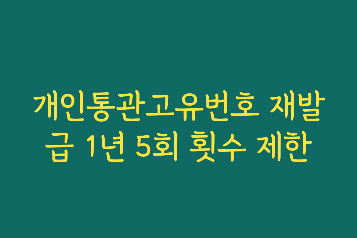 개인통관고유번호 재발급 1년 5회 횟수 제한