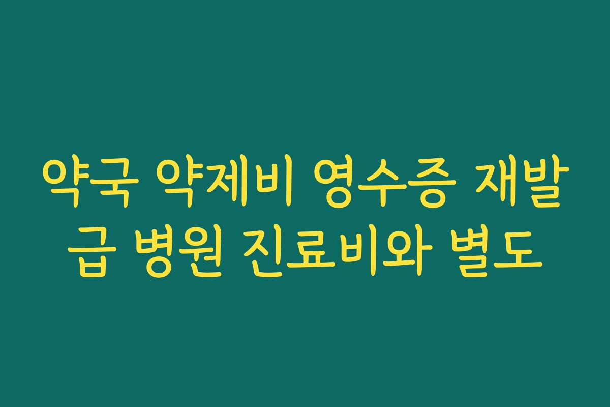 약국 약제비 영수증 재발급 병원 진료비와 별도
