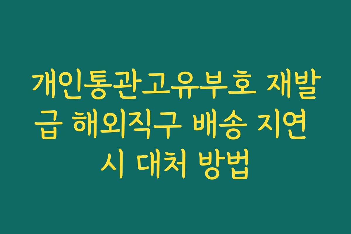 개인통관고유부호 재발급 해외직구 배송 지연 시 대처 방법
