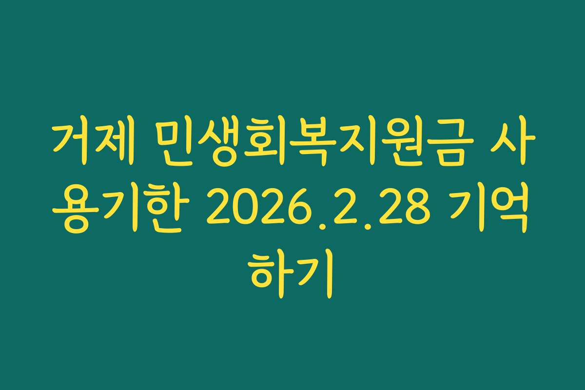 거제 민생회복지원금 사용기한 2026.2.28 기억하기