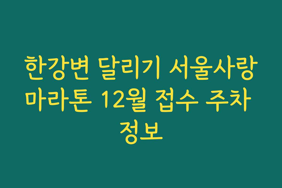 한강변 달리기 서울사랑마라톤 12월 접수 주차 정보