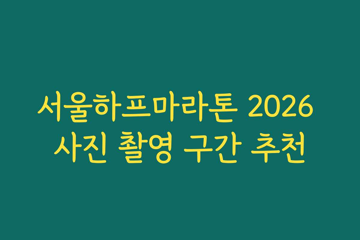 서울하프마라톤 2026 사진 촬영 구간 추천