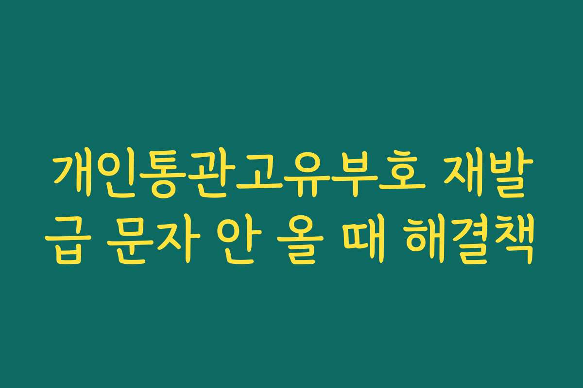 개인통관고유부호 재발급 문자 안 올 때 해결책
