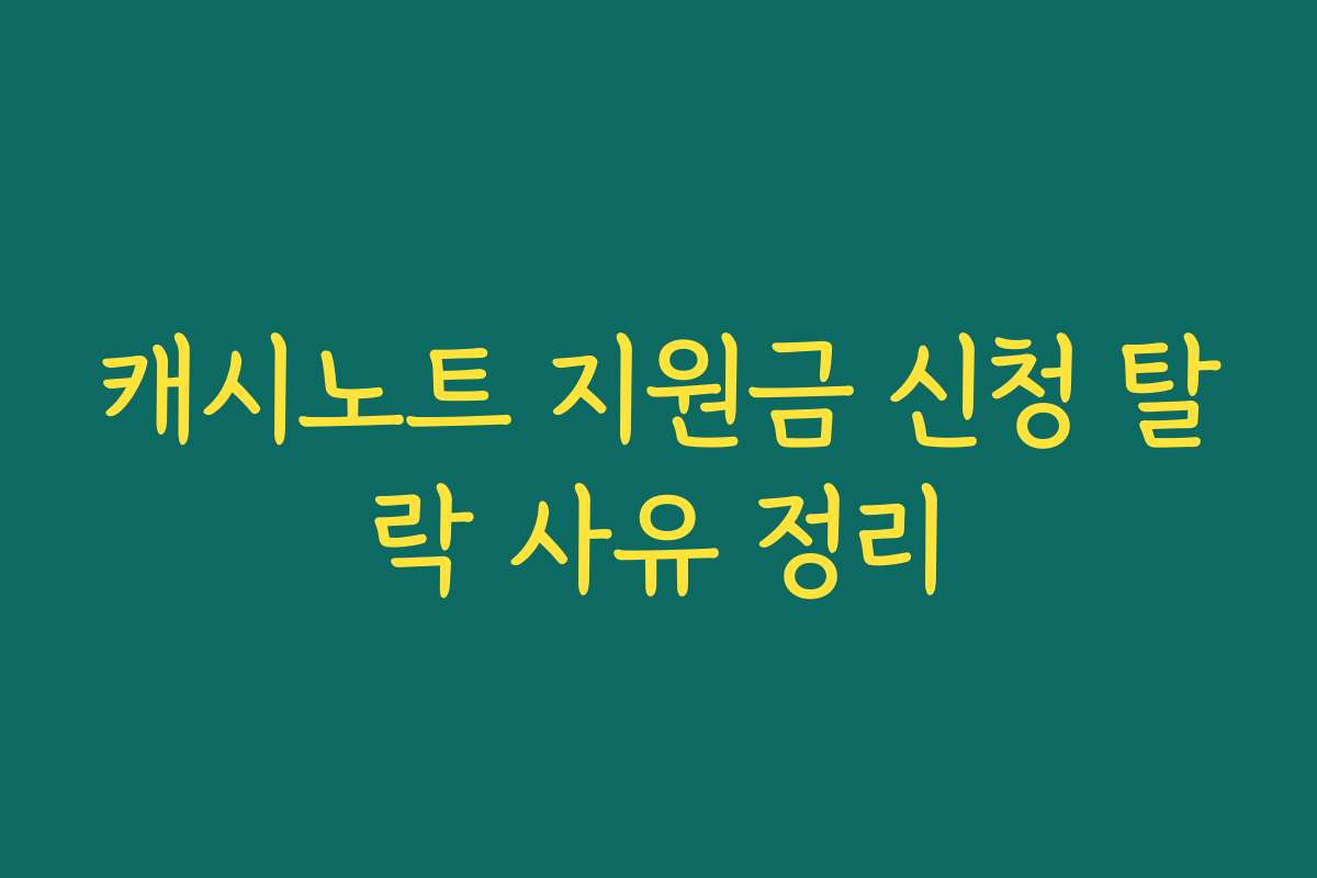 캐시노트 지원금 신청 탈락 사유 정리