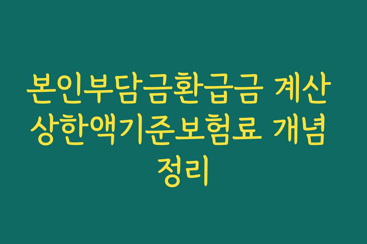 본인부담금환급금 계산 상한액기준보험료 개념 정리
