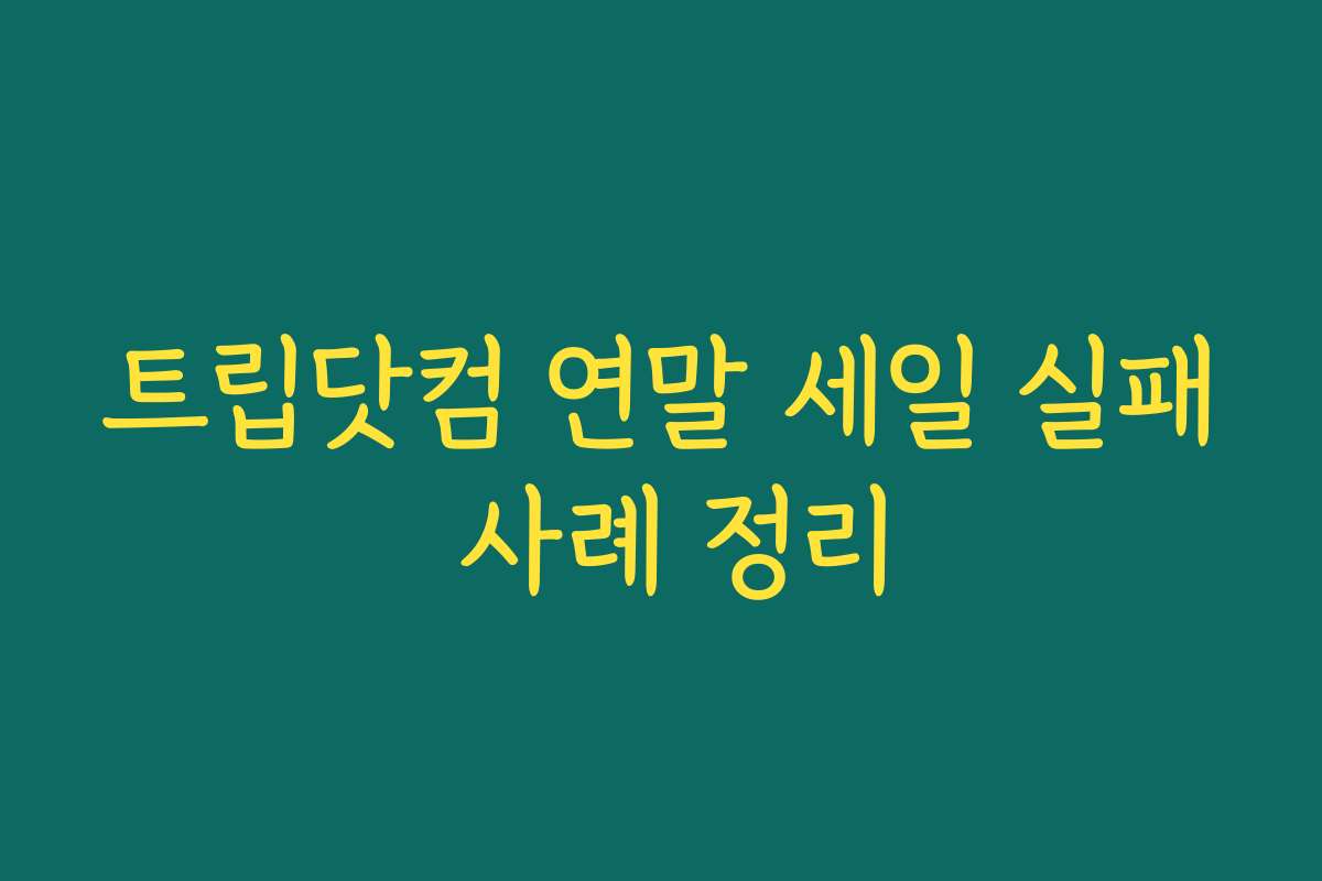 트립닷컴 연말 세일 실패 사례 정리