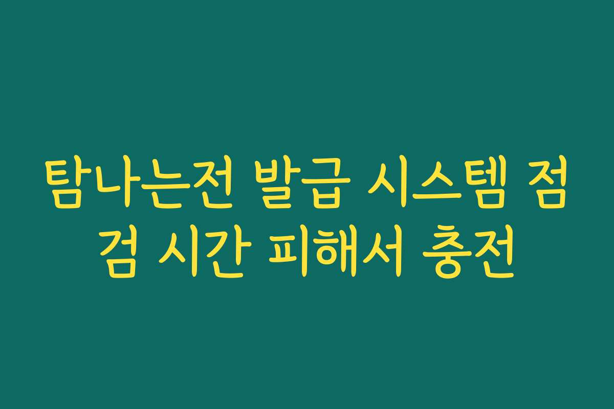 탐나는전 발급 시스템 점검 시간 피해서 충전