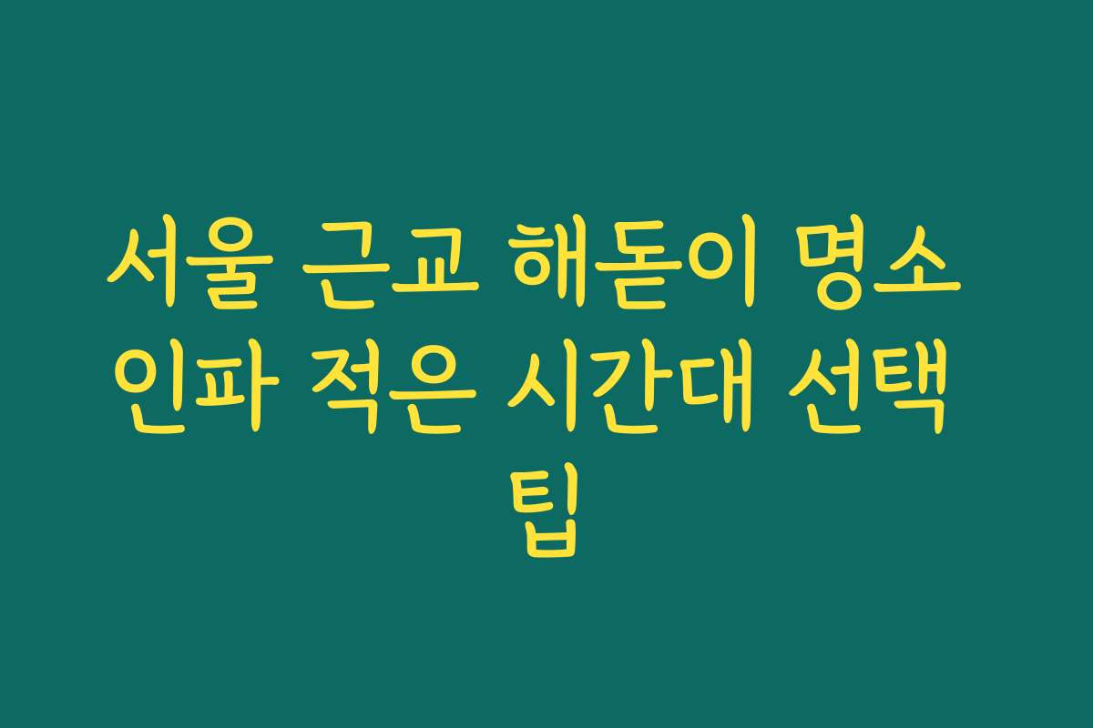 서울 근교 해돋이 명소 인파 적은 시간대 선택 팁