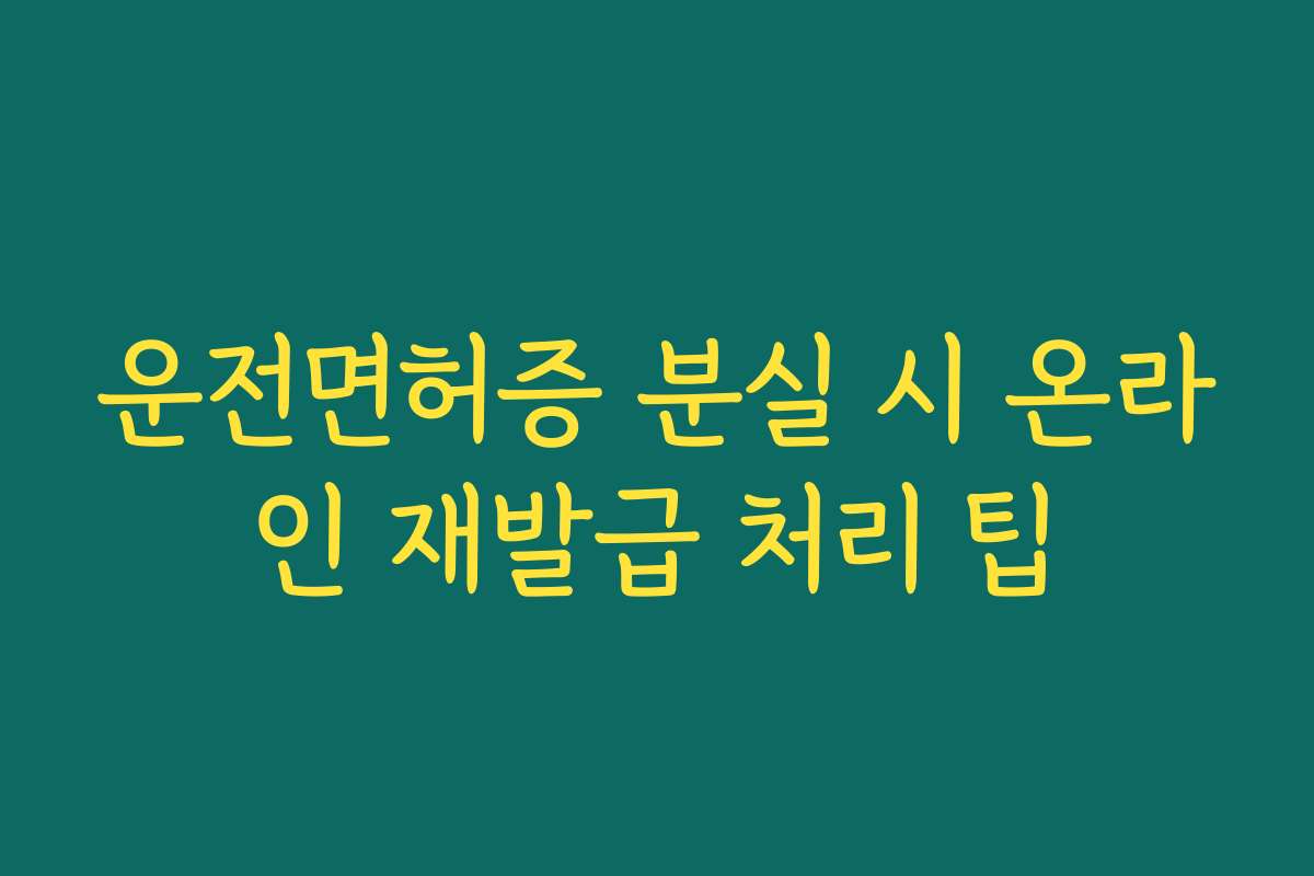 운전면허증 분실 시 온라인 재발급 처리 팁