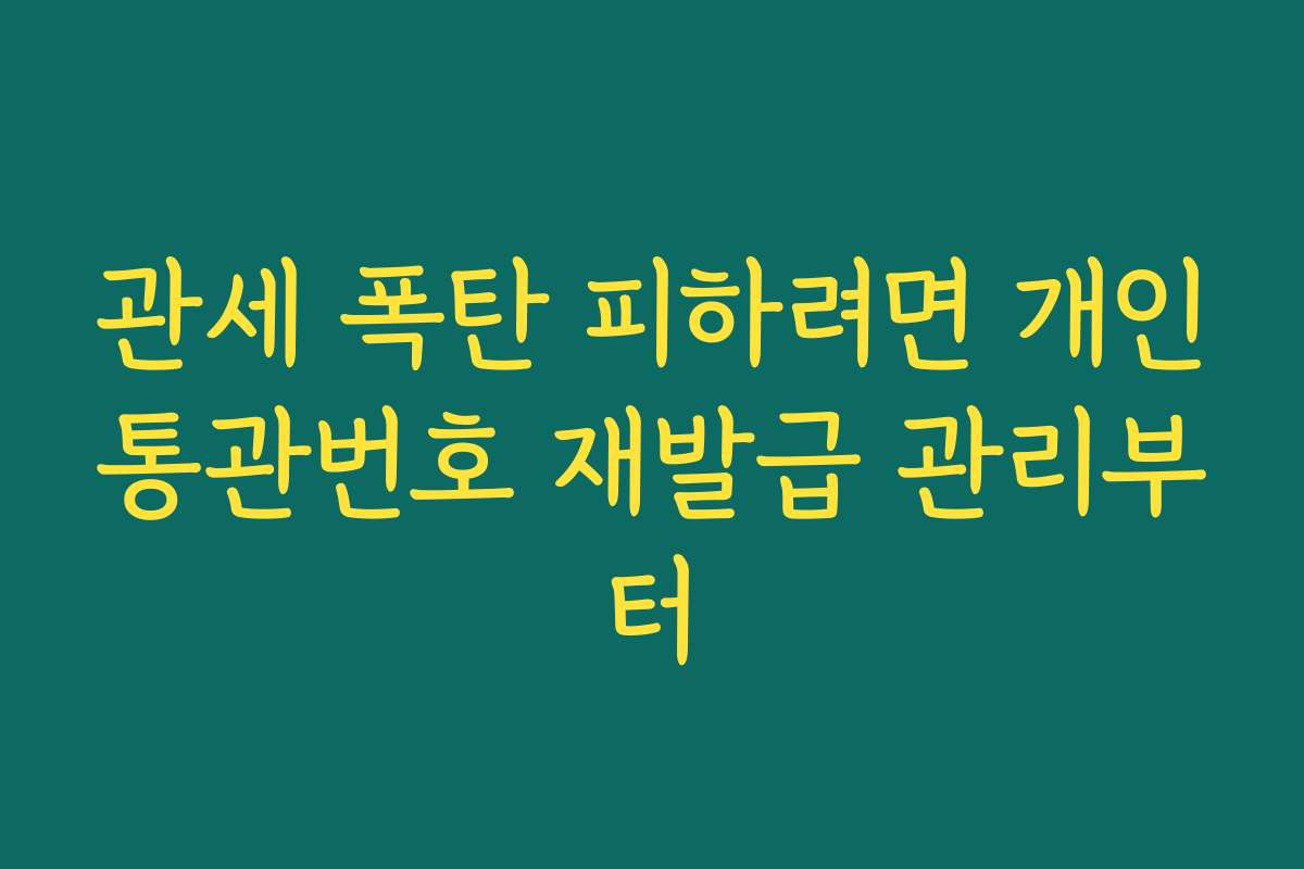 관세 폭탄 피하려면 개인통관번호 재발급 관리부터
