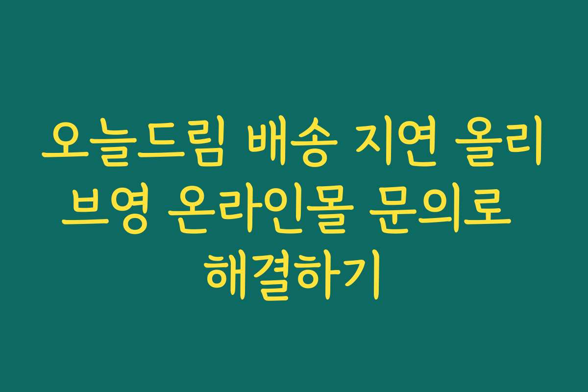 오늘드림 배송 지연 올리브영 온라인몰 문의로 해결하기