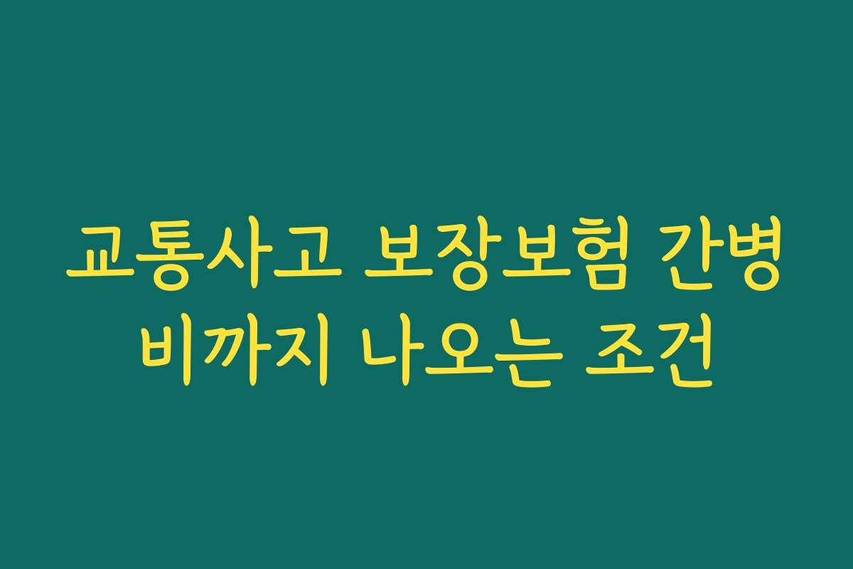 교통사고 보장보험 간병비까지 나오는 조건