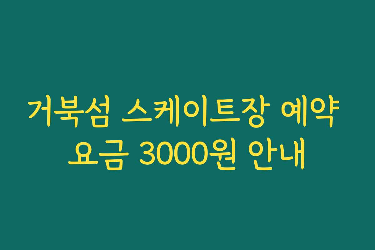 거북섬 스케이트장 예약 요금 3000원 안내
