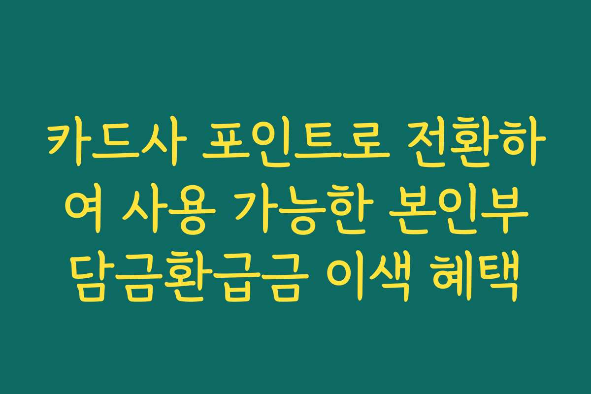 카드사 포인트로 전환하여 사용 가능한 본인부담금환급금 이색 혜택
