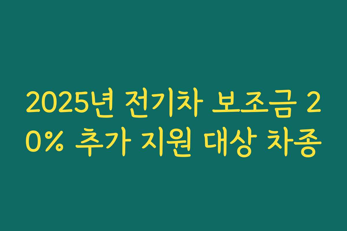 2025년 전기차 보조금 20% 추가 지원 대상 차종