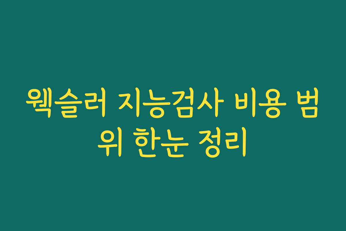 웩슬러 지능검사 비용 범위 한눈 정리