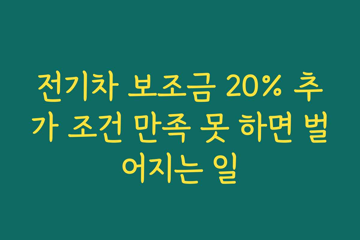 전기차 보조금 20% 추가 조건 만족 못 하면 벌어지는 일