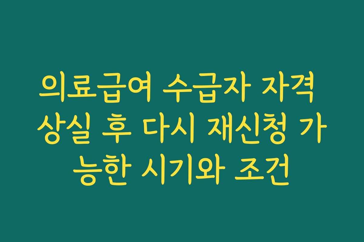 의료급여 수급자 자격 상실 후 다시 재신청 가능한 시기와 조건