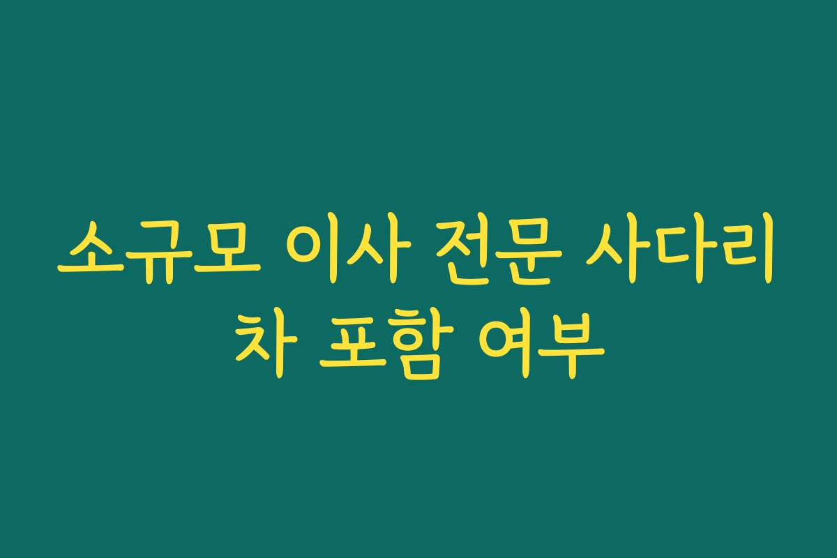 소규모 이사 전문 사다리차 포함 여부