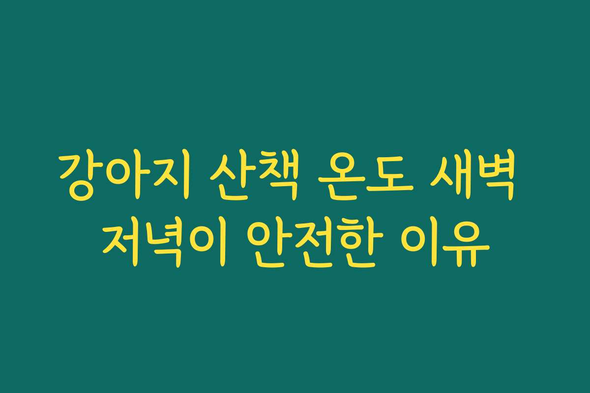 강아지 산책 온도 새벽 저녁이 안전한 이유