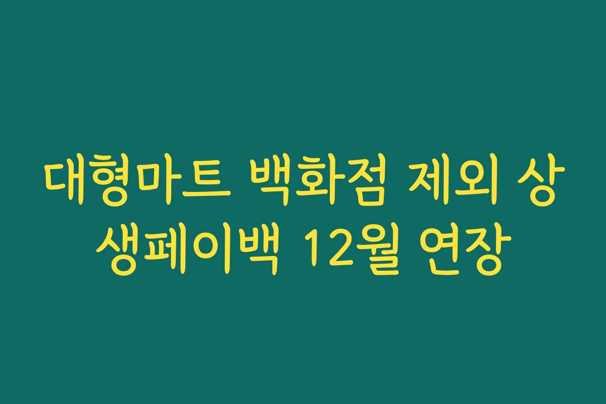 대형마트 백화점 제외 상생페이백 12월 연장