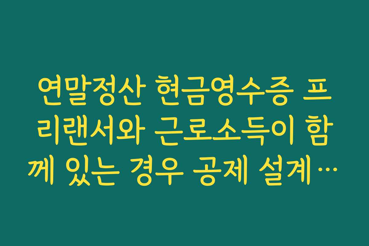 연말정산 현금영수증 프리랜서와 근로소득이 함께 있는 경우 공제 설계 방법