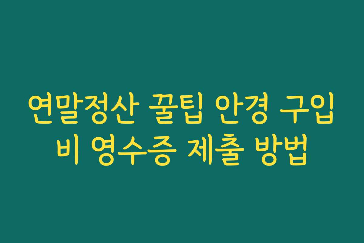 연말정산 꿀팁 안경 구입비 영수증 제출 방법