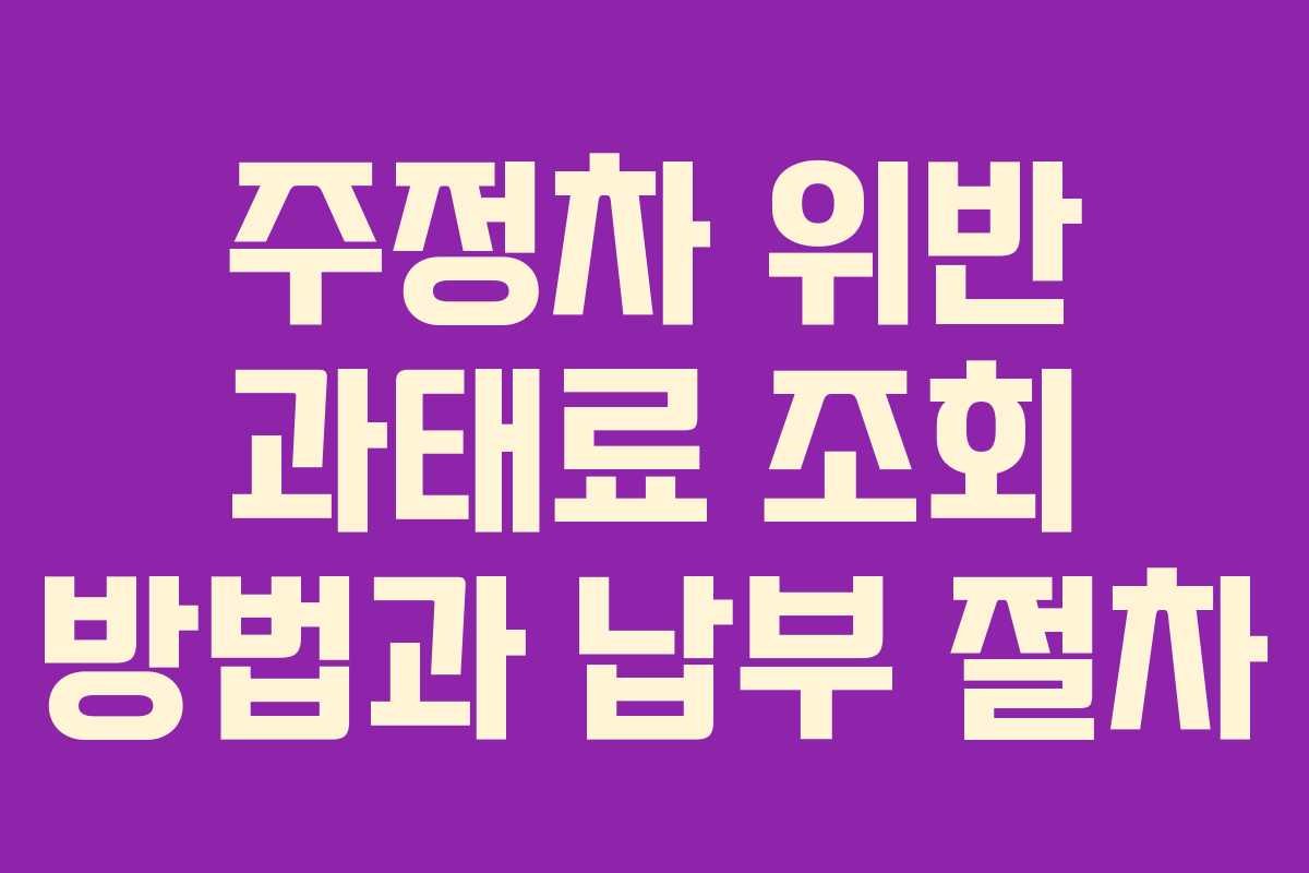 주정차 위반 과태료 조회 방법과 납부 절차