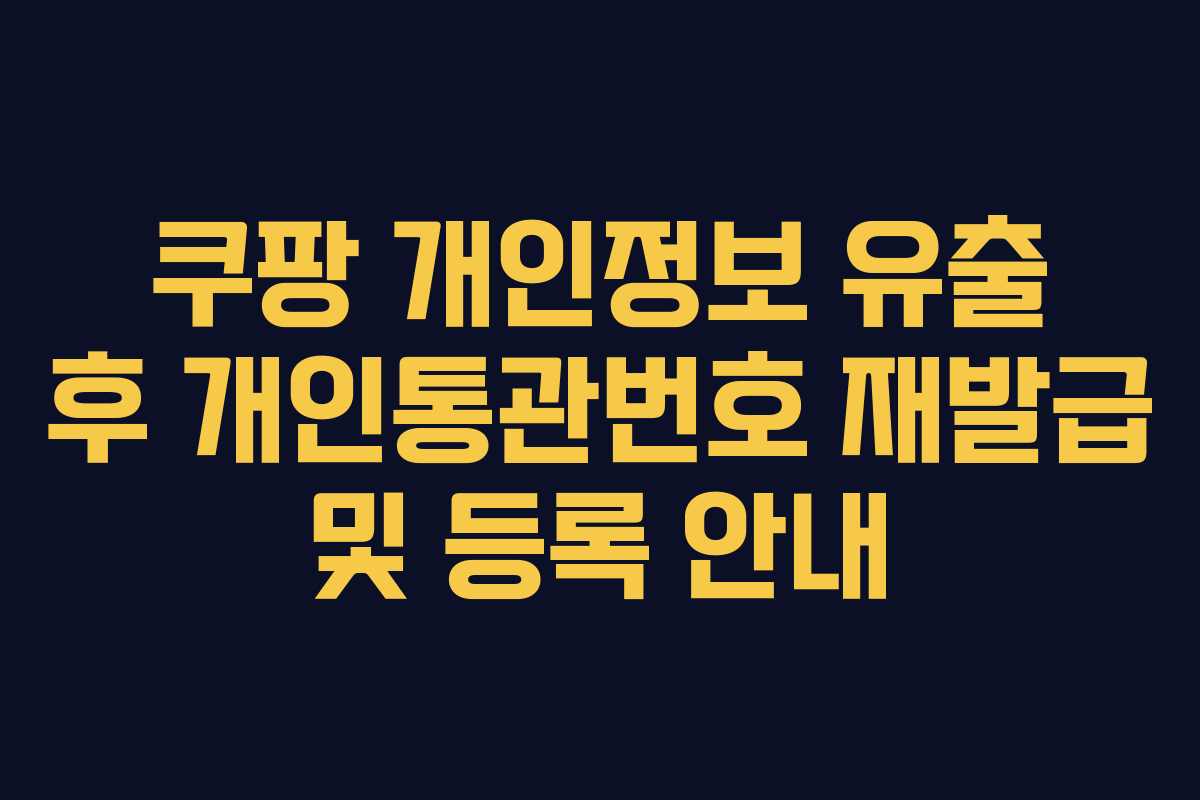 쿠팡 개인정보 유출 후 개인통관번호 재발급 및 등록 안내