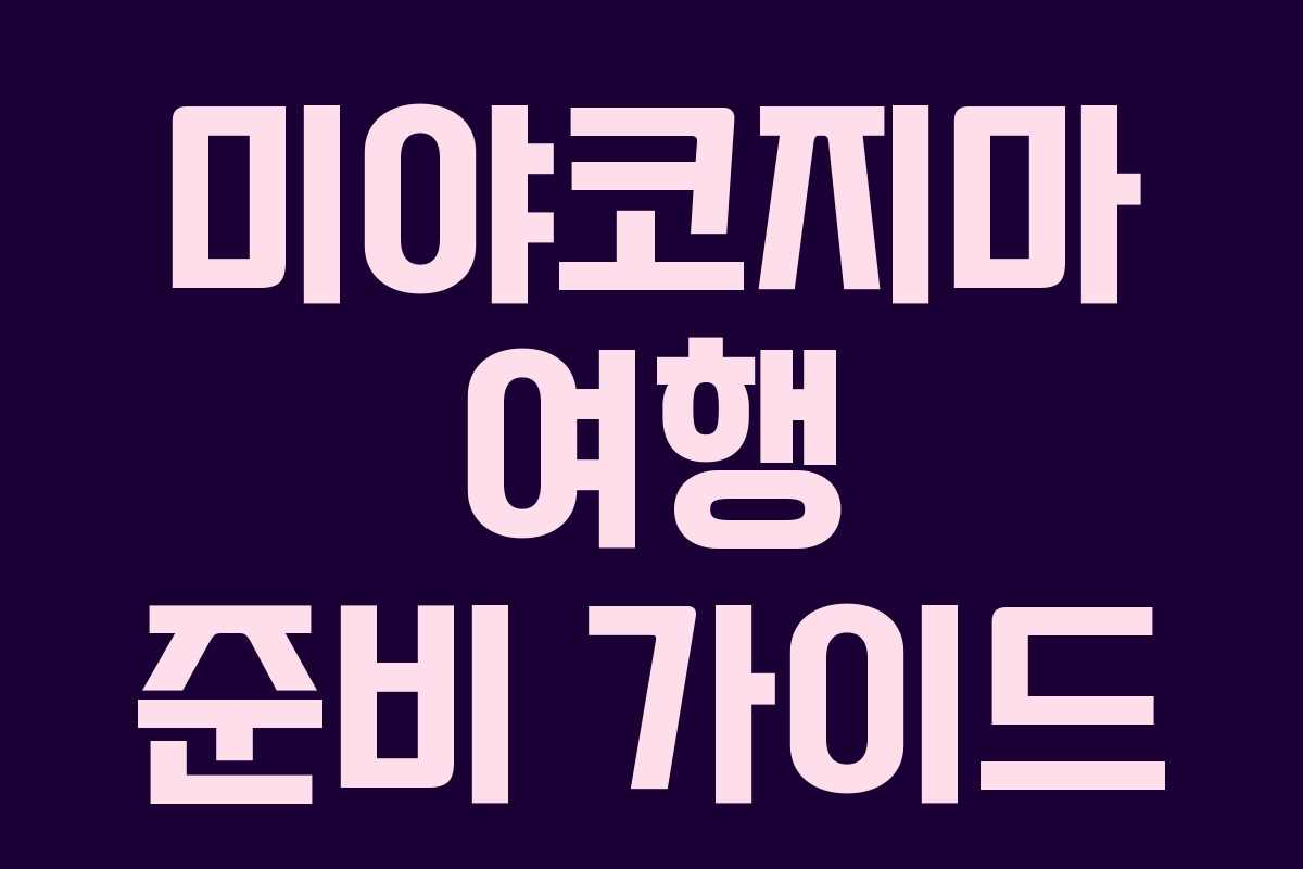 미야코지마 여행 준비 가이드