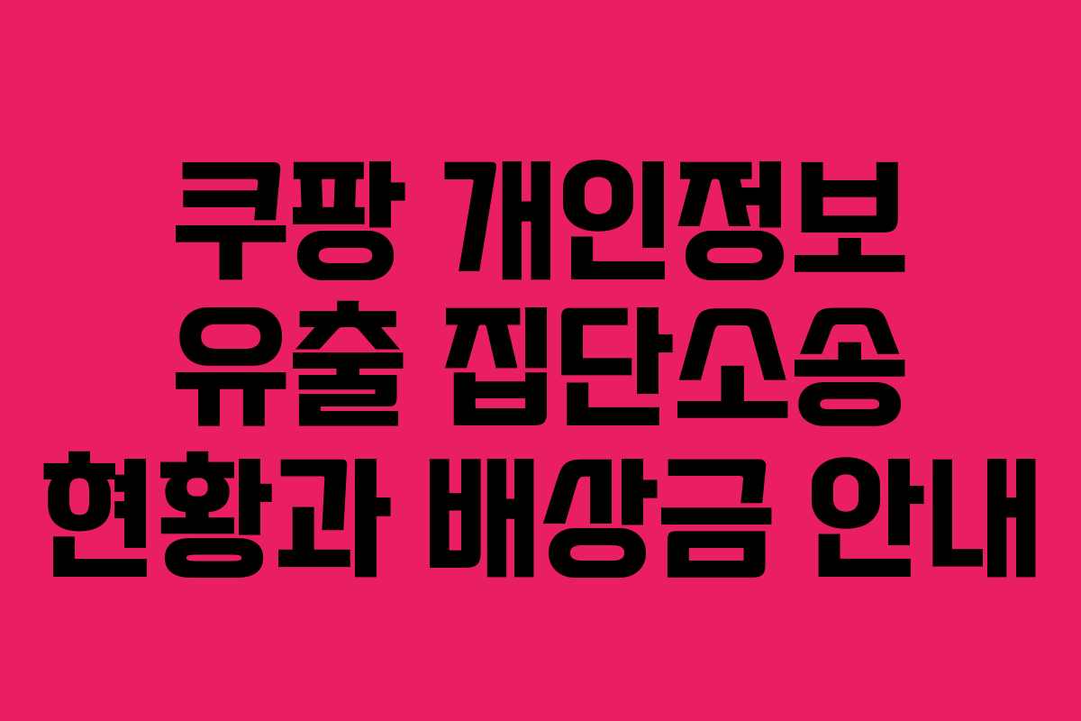 쿠팡 개인정보 유출 집단소송 현황과 배상금 안내