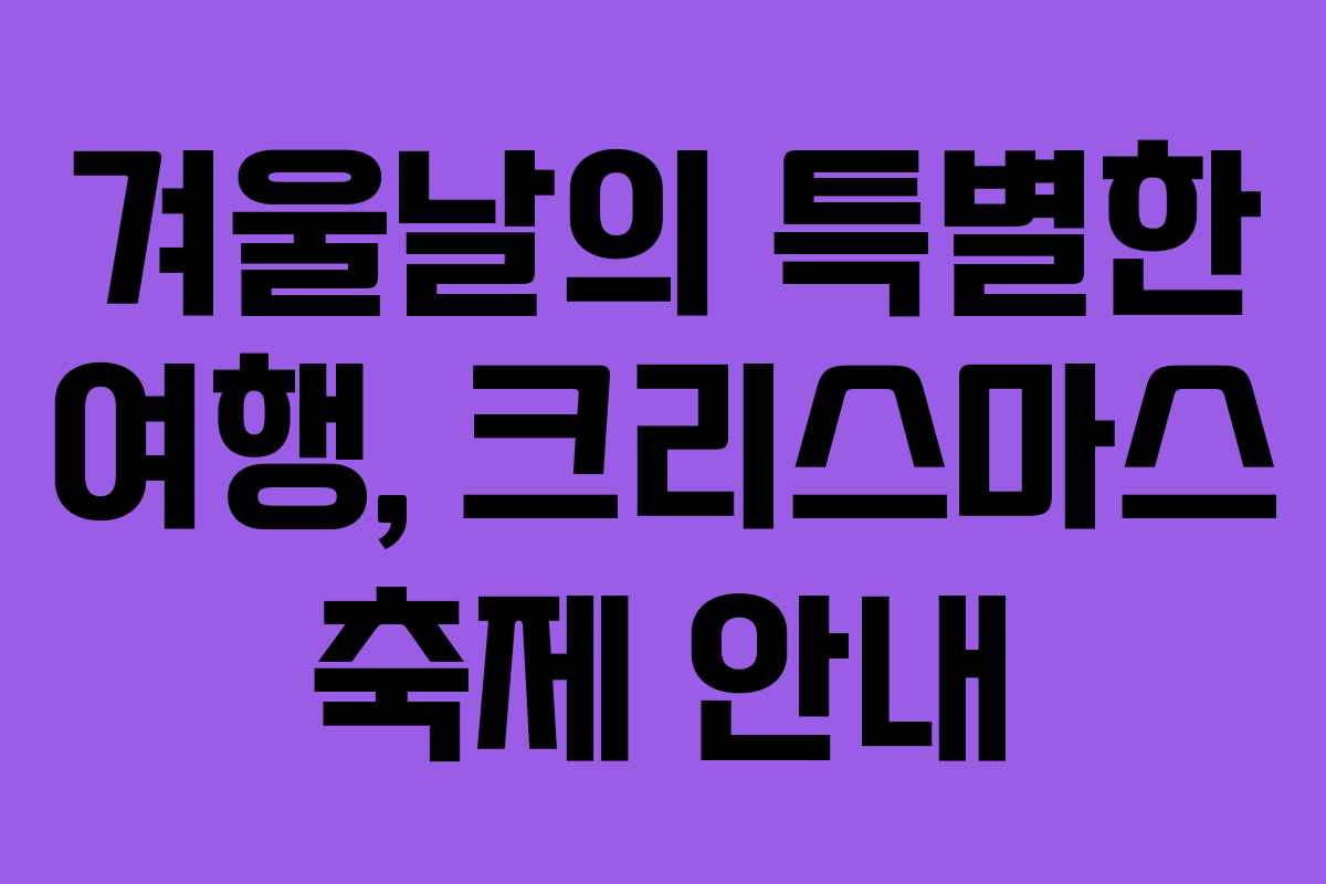 겨울날의 특별한 여행, 크리스마스 축제 안내