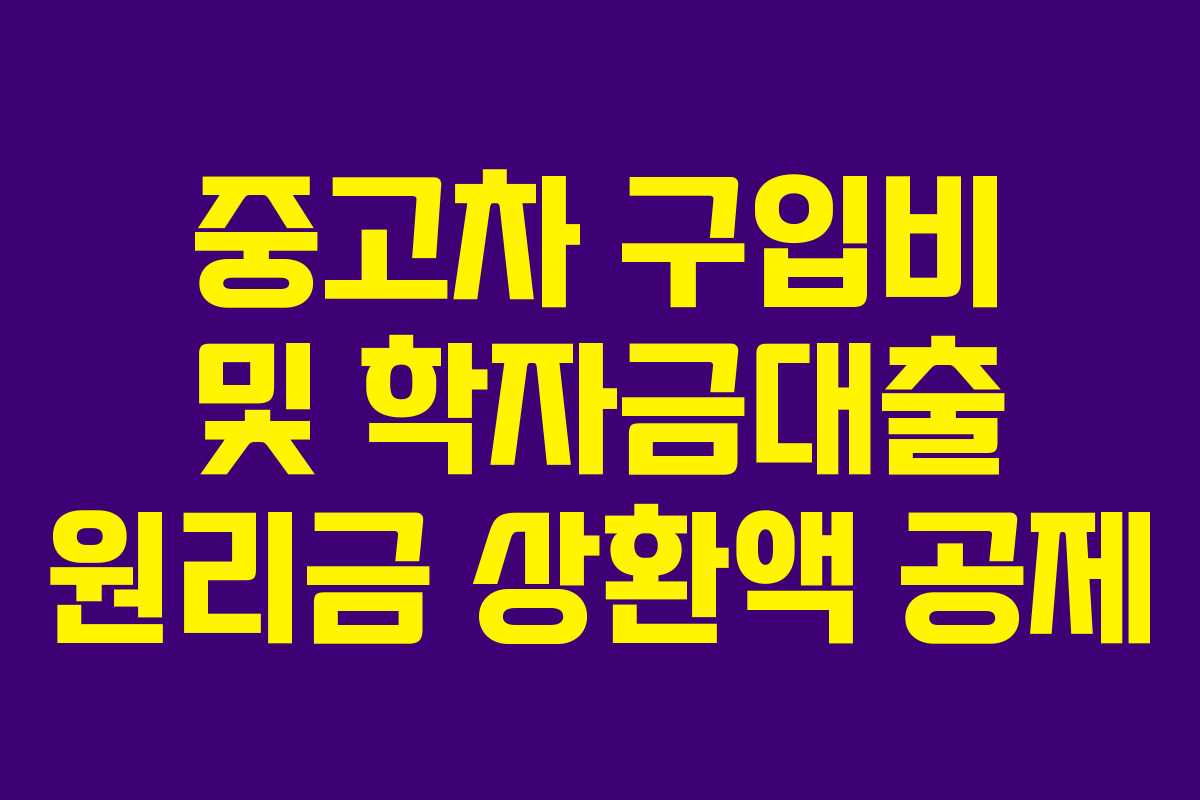 중고차 구입비 및 학자금대출 원리금 상환액 공제