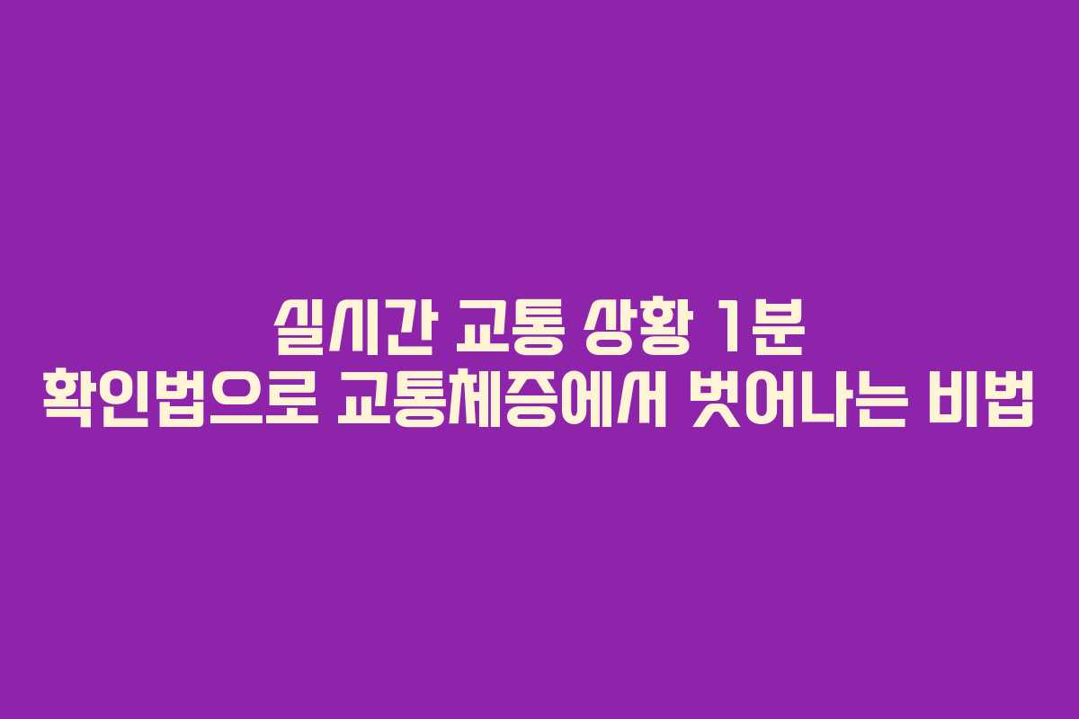 실시간 교통 상황 1분 확인법으로 교통체증에서 벗어나는 비법