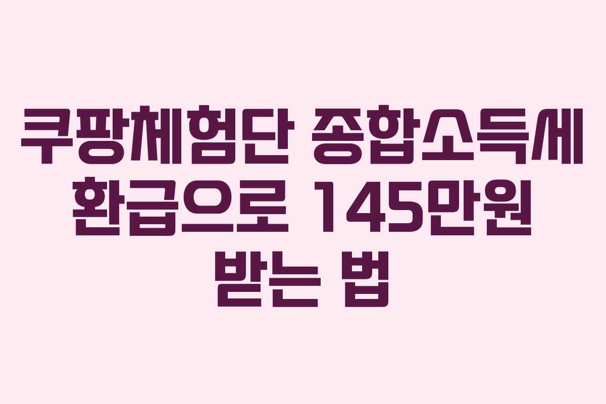 쿠팡체험단 종합소득세 환급으로 145만원 받는 법