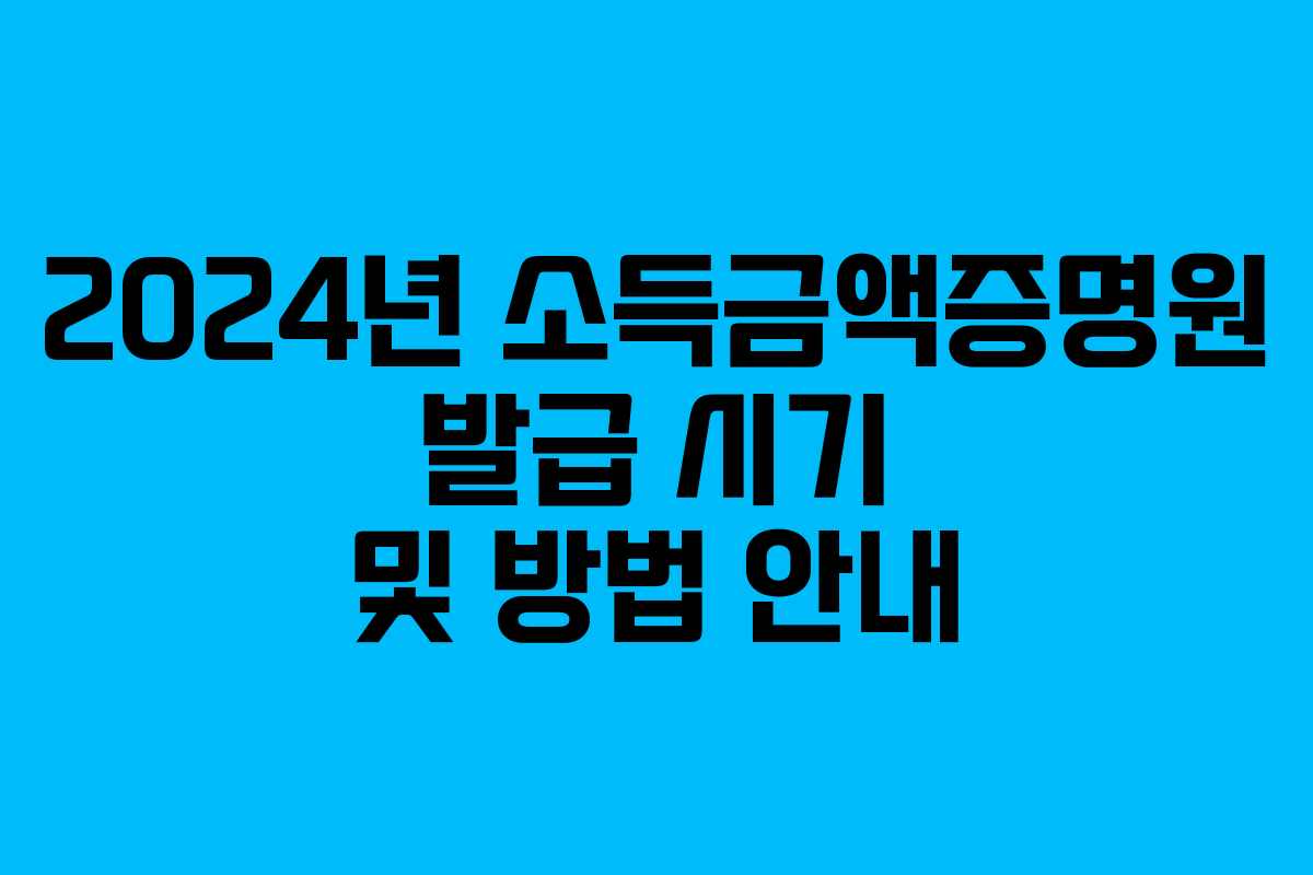 2024년 소득금액증명원 발급 시기 및 방법 안내