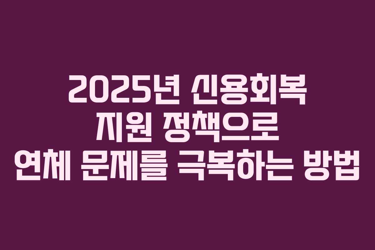 2025년 신용회복 지원 정책으로 연체 문제를 극복하는 방법