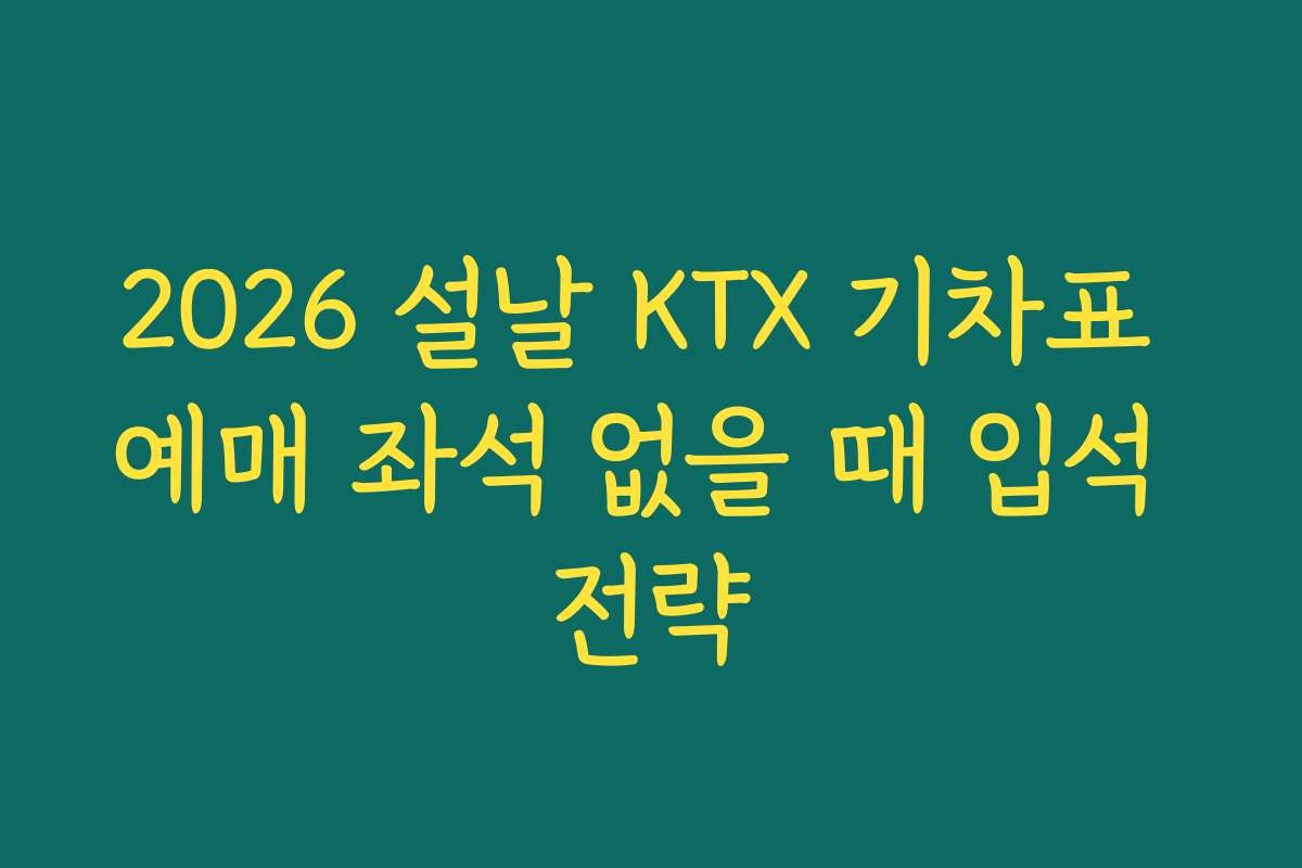 2026 설날 KTX 기차표 예매 좌석 없을 때 입석 전략